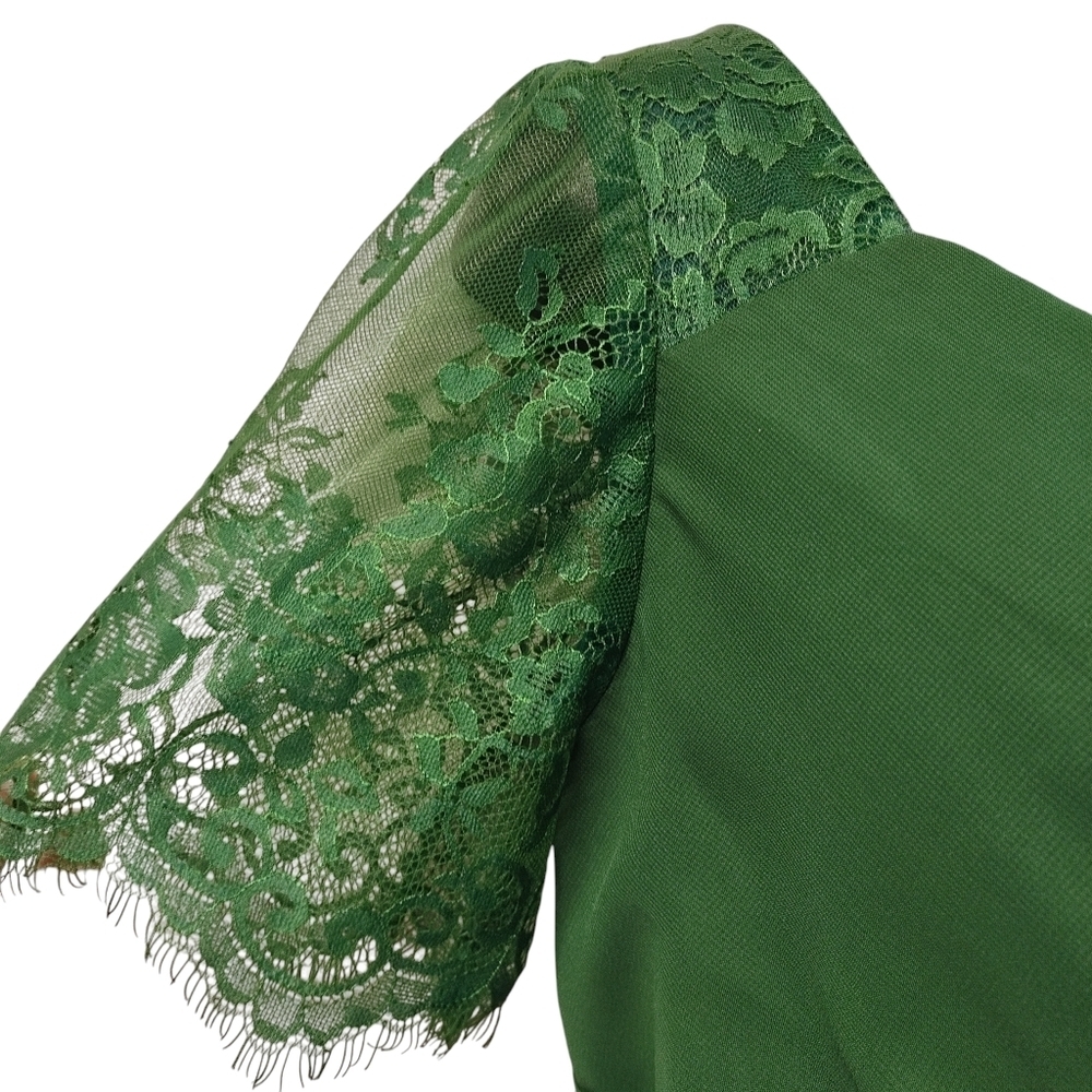 Lavetir Bridesmaid Dresses Green V-neck Lace Sleeves Long Wedding Size 14 NWT - Picture 5 of 11